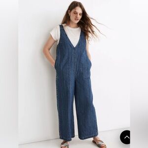 Madewell Denim V-Neck Wide-Leg Jumpsuit